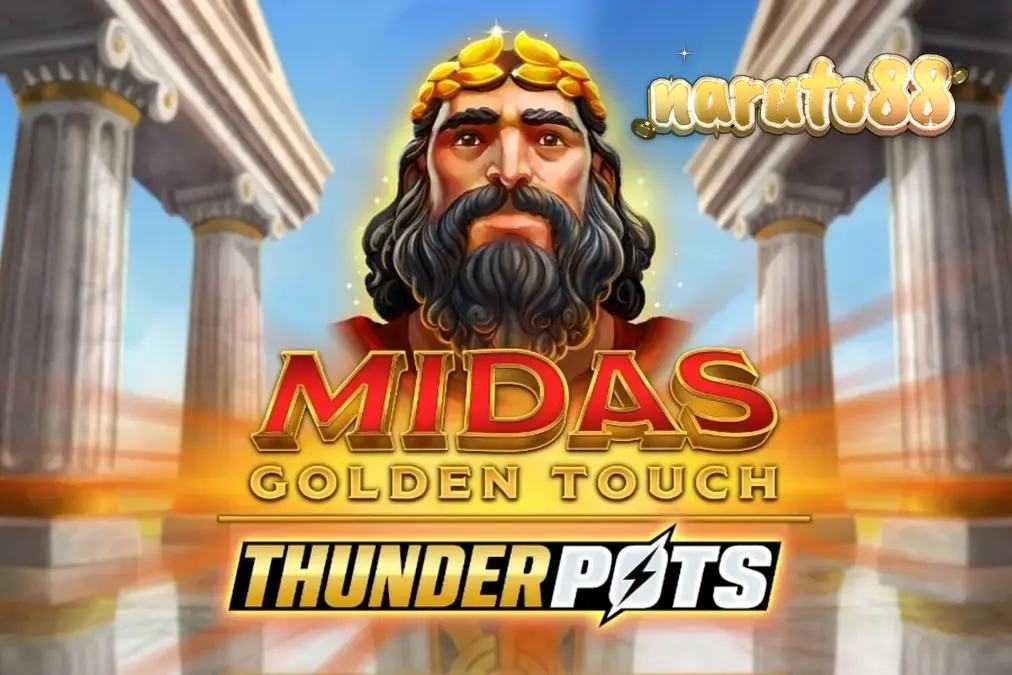 Tampilan visual slot Midas Golden Touch: Thunder Pots dengan tema emas dan mitologi.