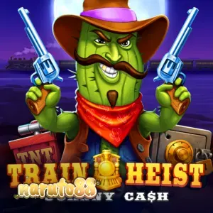 Tampilan visual slot Train Heist Johnny Cash dengan grid 7x7 dan tema Wild West